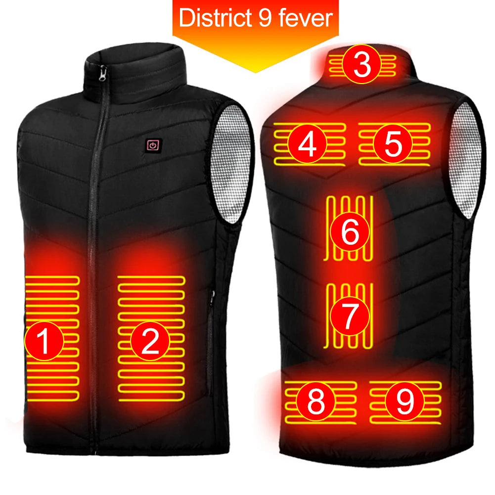 9 Heated Vest Zones Electric Heated